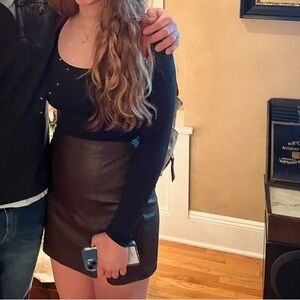 Abercrombie & Fitch Dark Brown leather skirt